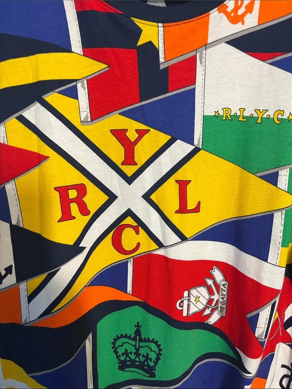 Polo Ralph Lauren RLYC Yacht Club Flag All-Over Print T-Shirt Multi Men's, Sz L